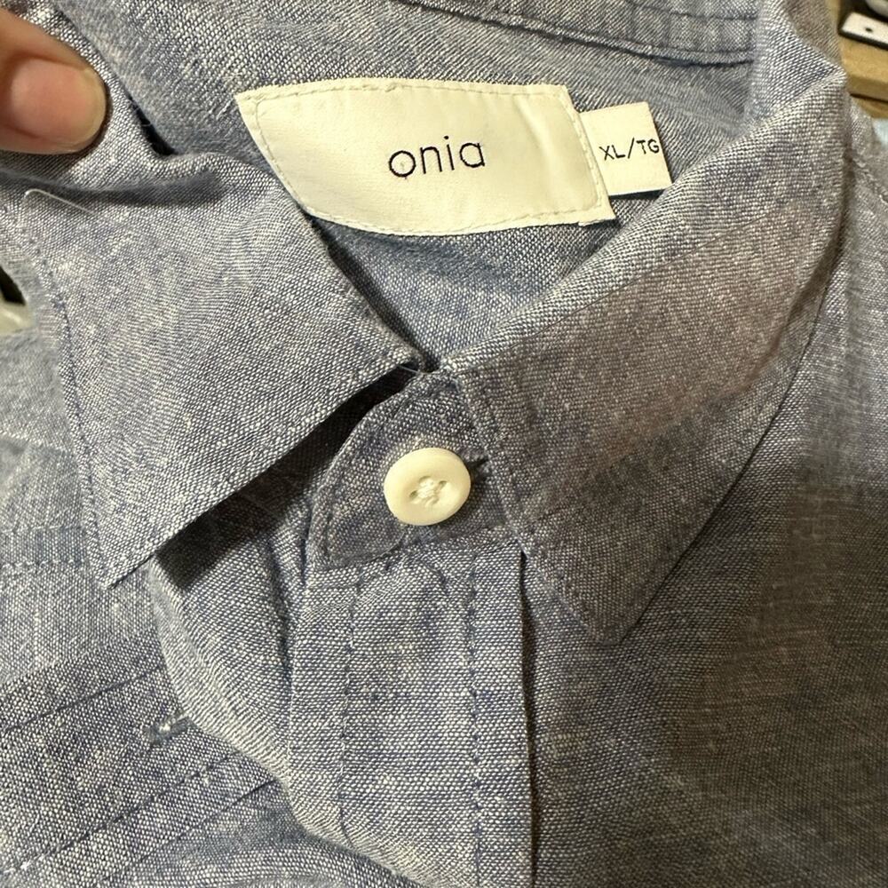 Onia Chambray Cotton Linen Button up XL NWOT - Picture 5 of 5